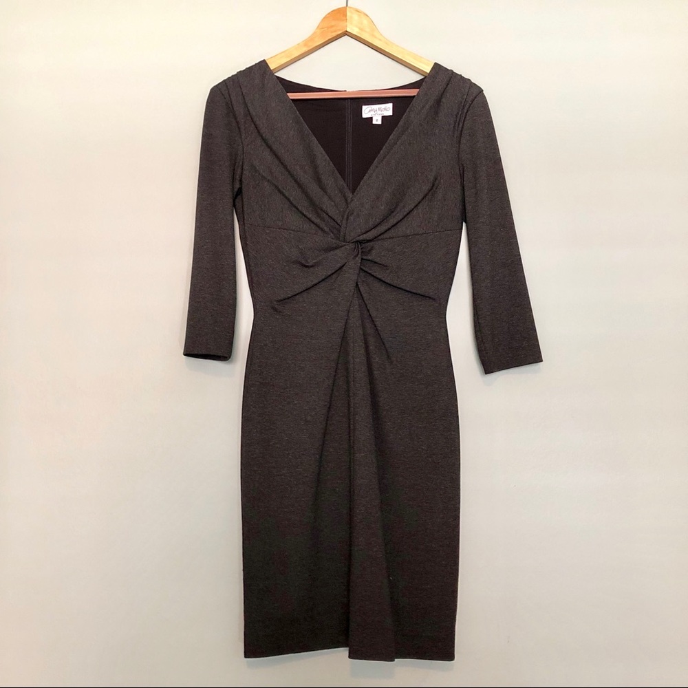 AMY MATTO GRAY 3/4 SLEEVE SHEATH DRESS SIZE 2